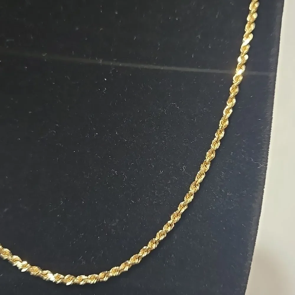 Solid 14k Yellow Gold Diamond Cut Rope Chain,  7.49 Grams